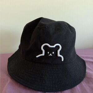 Cute Black Bear Embroidered women's (unisex) Bucket Hat/ medium